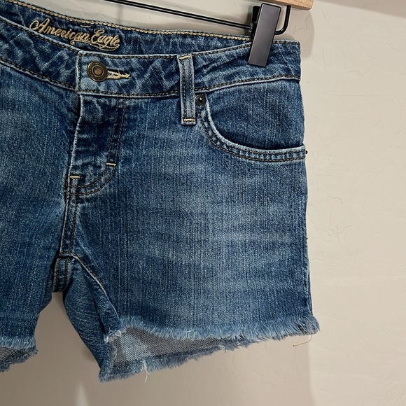 American Eagle Jean Short Skinny Stretch Cutoff Vintage Y2K Fray Cuff Distressed - Picture 3 of 12